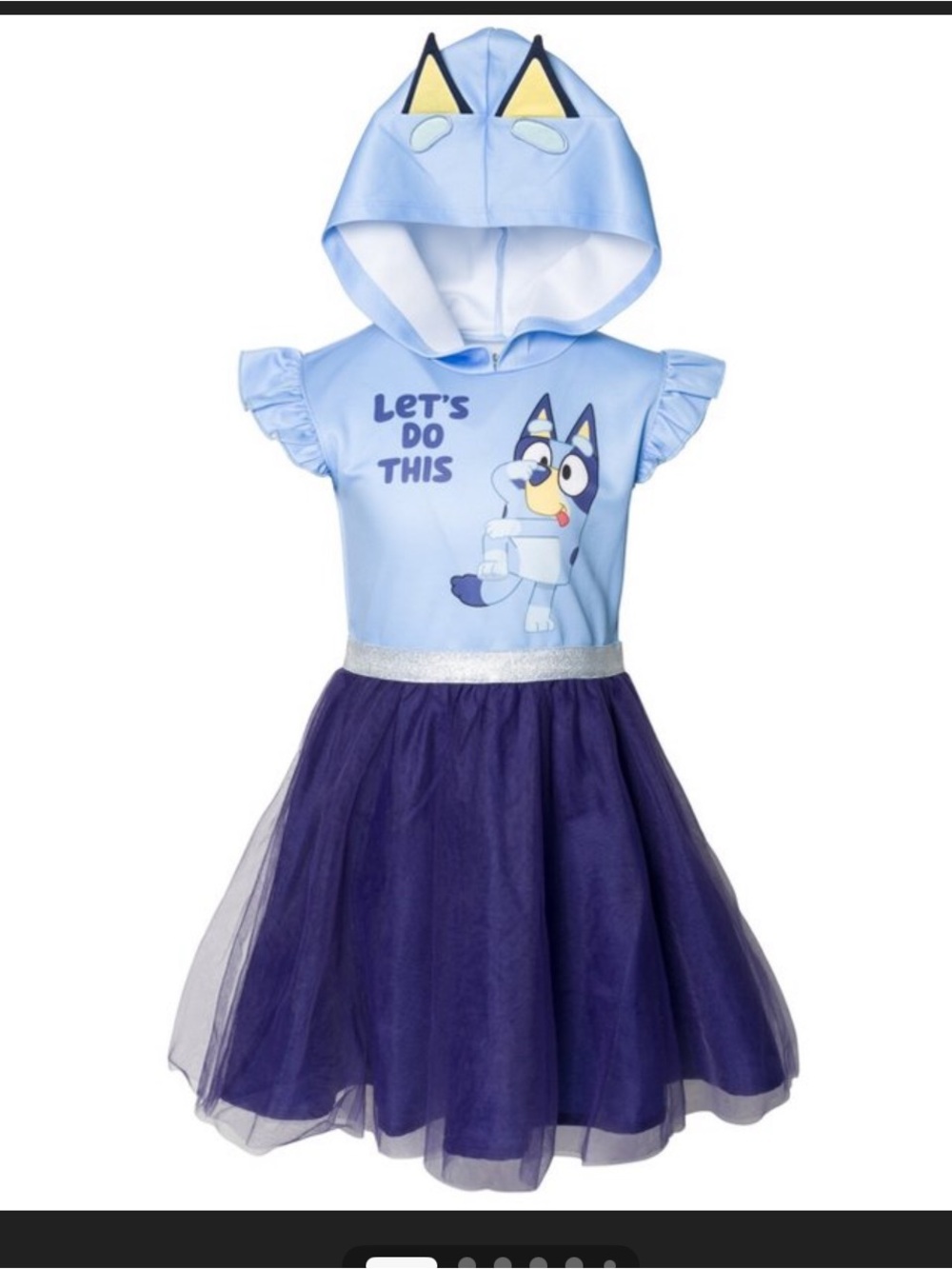 Girls Bluey Hoodie Tulle Dress - 'Let's Do This' size 10